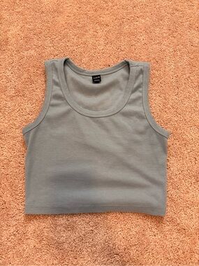 SHEIN Ribbed Cropped Tank Top - Blue